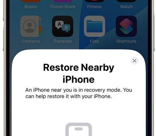Recovering from a Failed Update with a Nearby iPhone or iPad